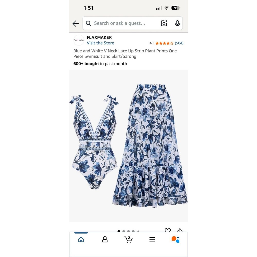 New 2 Piece Women’s Swimsuit And Semi Sheer Maxi Skirt Cover Up Size Large